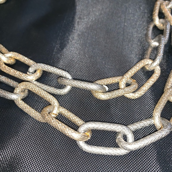 Silver and Gold Chain Link Necklace - Picture 2 of 4